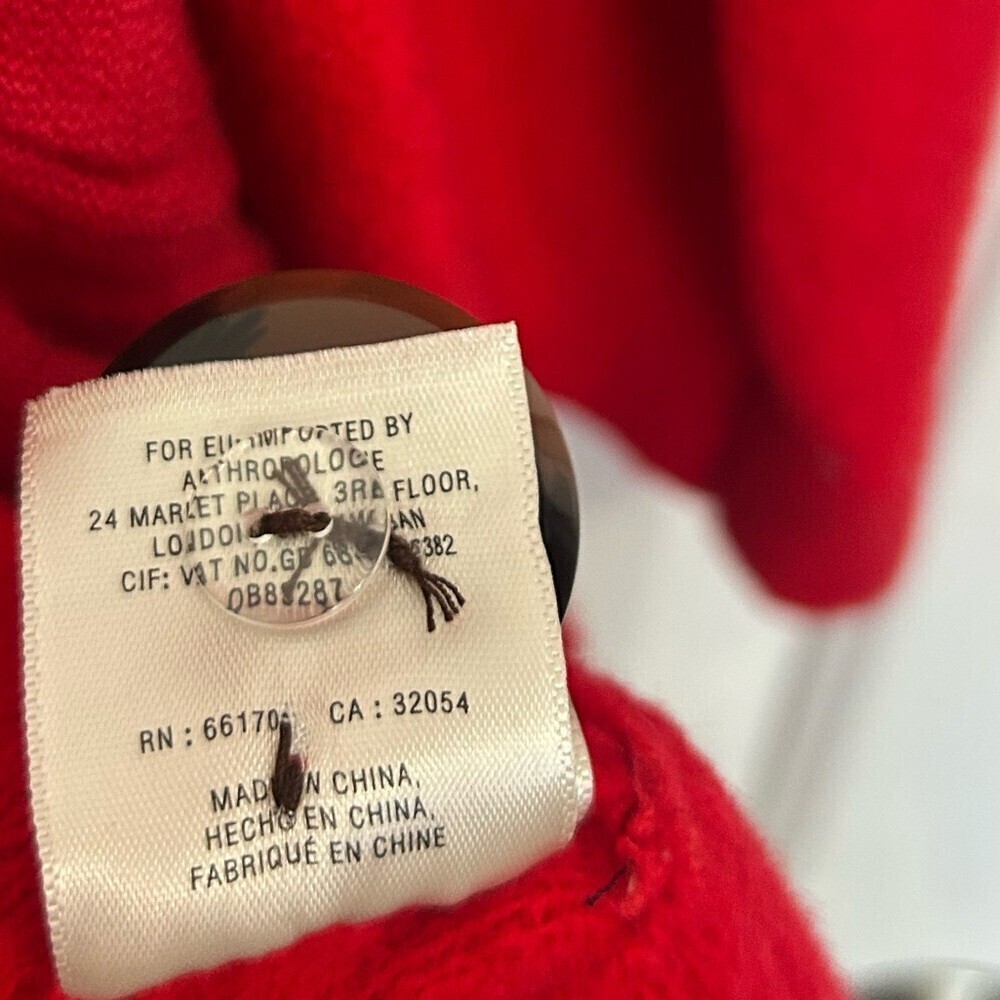 Anthropologie Moth Cherry Red Wool Yak Blend Jacket Coat size S fall preppy chic - Picture 12 of 12